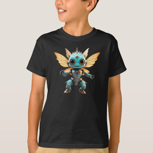 Cute Turquoise Dancing Robot Pixie T-Shirt (Vorderseite)
