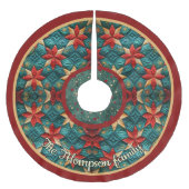 Cute turquoise festive christmas printed custom polyester weihnachtsbaumdecke (Vorderseite)