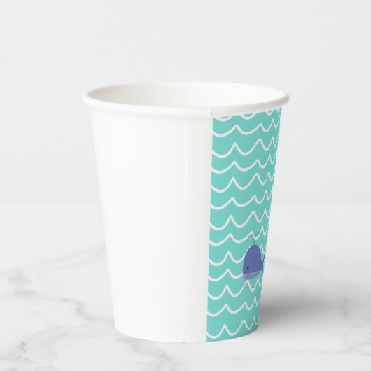 Cute Turquoise Whale & Fishy Paper Cups Pappbecher (Rechts)