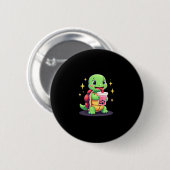 Cute turtle drinking boba. Funny Boba Turtles Love Button (Vorne & Hinten)
