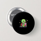 Cute turtle drinking boba. Funny Boba Turtles Love Button (Vorne & Hinten)