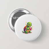 Cute turtle drinking boba. Funny Boba Turtles Love Button (Vorne & Hinten)