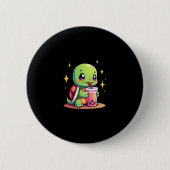 Cute turtle drinking boba. Funny Boba Turtles Love Button (Vorderseite)