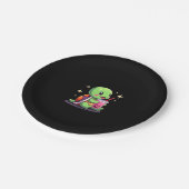 Cute turtle drinking boba. Funny Boba Turtles Love Pappteller (Schrägansicht)