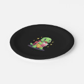 Cute turtle drinking boba. Funny Boba Turtles Love Pappteller (Schrägansicht)