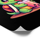 Cute turtle drinking boba. Funny Boba Turtles Love Poster (Ecke)