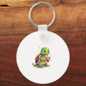 Cute turtle drinking boba. Funny Boba Turtles Love Schlüsselanhänger (Vorderseite)