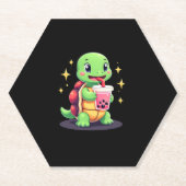 Cute turtle drinking boba. Funny Boba Turtles Love Untersetzer (Vorderseite)