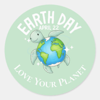 Cute Turtle Earth Day Nature Eco Custom Runder Aufkleber