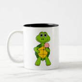 Cute Turtle Eating Ice Cream Cartoon Zweifarbige Tasse (Links)
