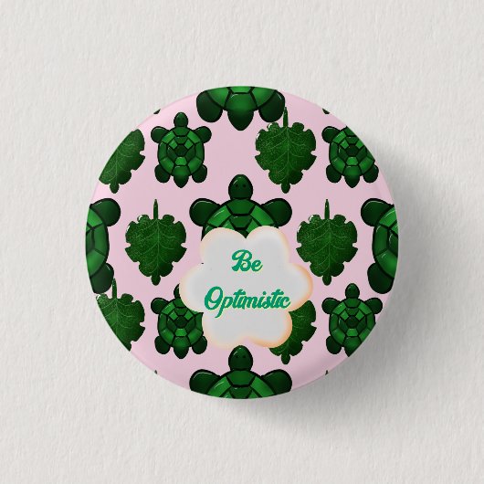 Cute Turtle Leaves Seamless Pattern, Tropical  Button (Vorderseite)