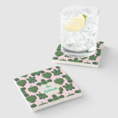 Cute Turtle Leaves Seamless Pattern, Tropical  Steinuntersetzer (Seitenansicht)