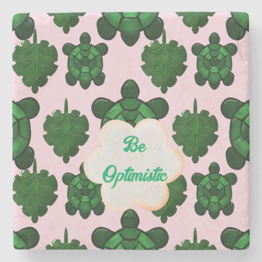 Cute Turtle Leaves Seamless Pattern, Tropical  Steinuntersetzer (Vorderseite)