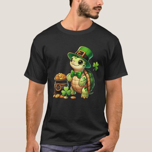 Cute Turtle Leprechaun St Patricks Day Boys Girls  T-Shirt (Vorderseite)