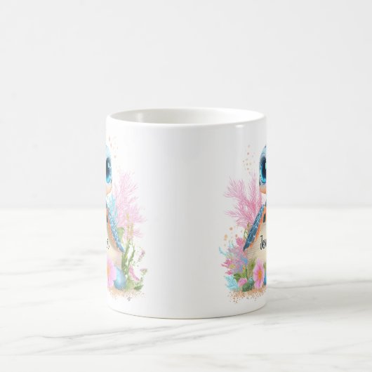 Cute Turtle Personalized Custom Name Animal Kaffeetasse (Mittel)