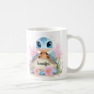 Cute Turtle Personalized Custom Name Animal Kaffeetasse