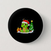Cute Turtle Santa Christmas Tree Lights Xmas Pajam Button (Vorderseite)