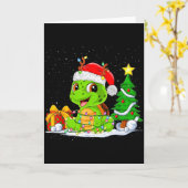 Cute Turtle Santa Christmas Tree Lights Xmas Pajam Karte (Gelbe Blume)