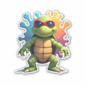 Cute Turtle Wearing Sunglasses Paint Splash Sea An Aufkleber (Vorderseite)