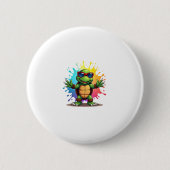 Cute Turtle Wearing Sunglasses Paint Splash Sea An Button (Vorderseite)
