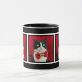 Cute Tuxedo Cat Christmas Mug Tasse (Zentrum)