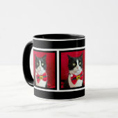 Cute Tuxedo Cat Christmas Mug Tasse (Vorderseite Links)