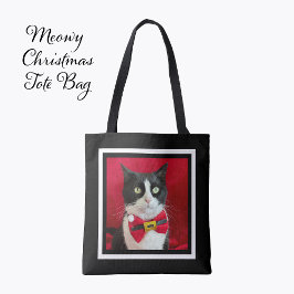 Cute Tuxedo Cat Christmas Tote Bag Tasche