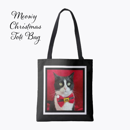 Cute Tuxedo Cat Christmas Tote Bag Tasche