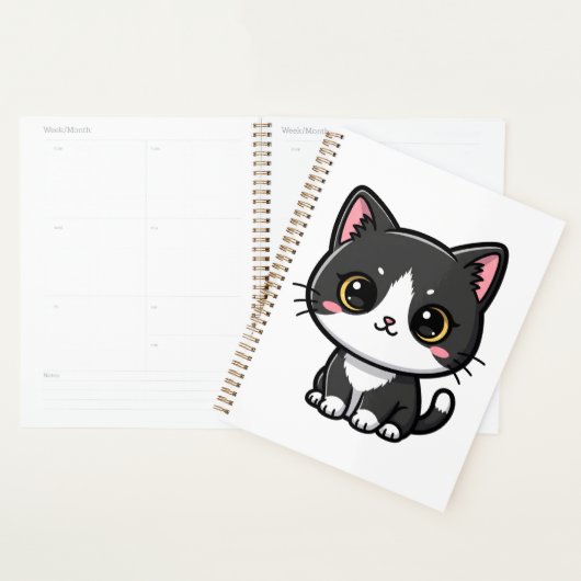 Cute Tuxedo Cat Kawaii Cartoon Style Planer (Anzeige)