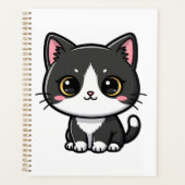 Cute Tuxedo Cat Kawaii Cartoon Style Planer (Vorderseite)