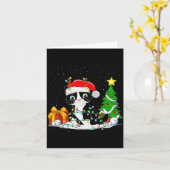 Cute Tuxedo Cat Santa Christmas Tree Lights Xmas T Karte (Gelbe Blume)