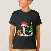 Cute Tuxedo Cat Santa Christmas Tree Lights Xmas T T-Shirt (Vorderseite)