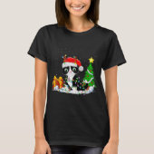 Cute Tuxedo Cat Santa Christmas Tree Lights Xmas T T-Shirt (Vorderseite)