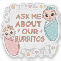 Cute Twin Baby Burrito Announcement Illustration
