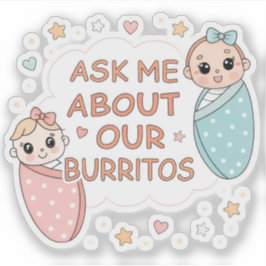 Cute Twin Baby Burrito Announcement Illustration Aufkleber