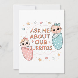 Cute Twin Baby Burrito Announcement Illustration Einladung