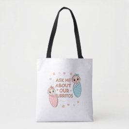 Cute Twin Baby Burrito Announcement Illustration Tasche