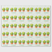 Cute Twin Cactus Baby Shower Geschenkpapier (Flach)
