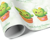 Cute Twin Cactus Baby Shower Geschenkpapier (Rolleneckpunkt)