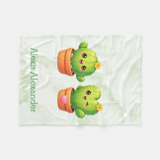 Cute Twin Cactus Baby Shower Gift Fleecedecke (Vorderseite (Horizontal))