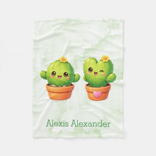 Cute Twin Cactus Baby Shower Gift Fleecedecke (Vorderseite)