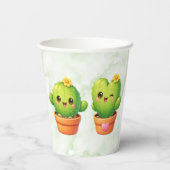 Cute Twin Cactus Baby Shower Pappbecher (Rückseite)