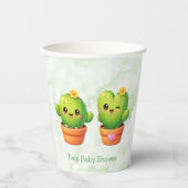 Cute Twin Cactus Baby Shower Pappbecher (Vorderseite)