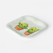 Cute Twin Cactus Baby Shower Pappteller (Gewinkelt)