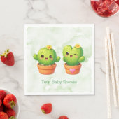 Cute Twin Cactus Baby Shower Serviette (Beispiel)