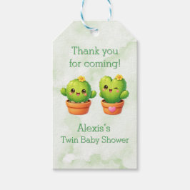 Cute Twin Cactus Baby Shower Thank You Geschenkanhänger