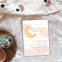 Cute Twinkle Twinkle Moon Stars Girl Babydusche