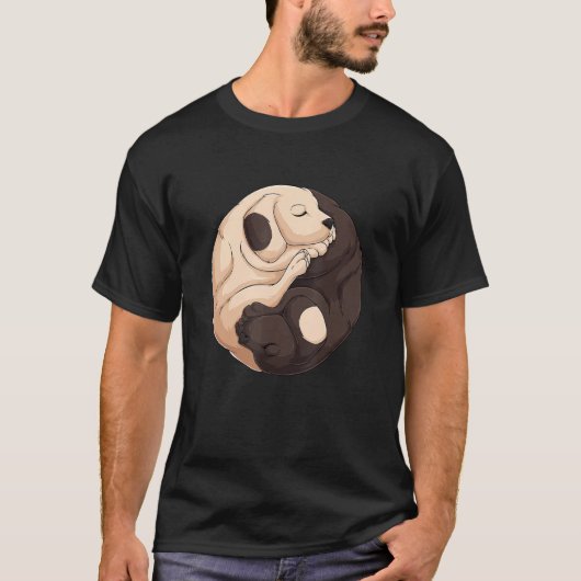 Cute Two Dogs Asian Japanese Yin And Yang Symbol M T-Shirt (Vorderseite)