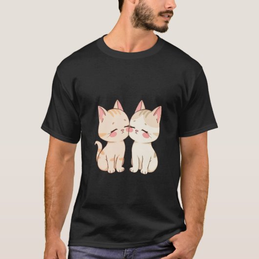 Cute Two Kittens Touching Cheeks Love Sweet Art 💕 T-Shirt (Vorderseite)