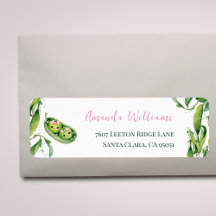 Cute Two Peas in A Pod Pink Girl Twins Baby Shower